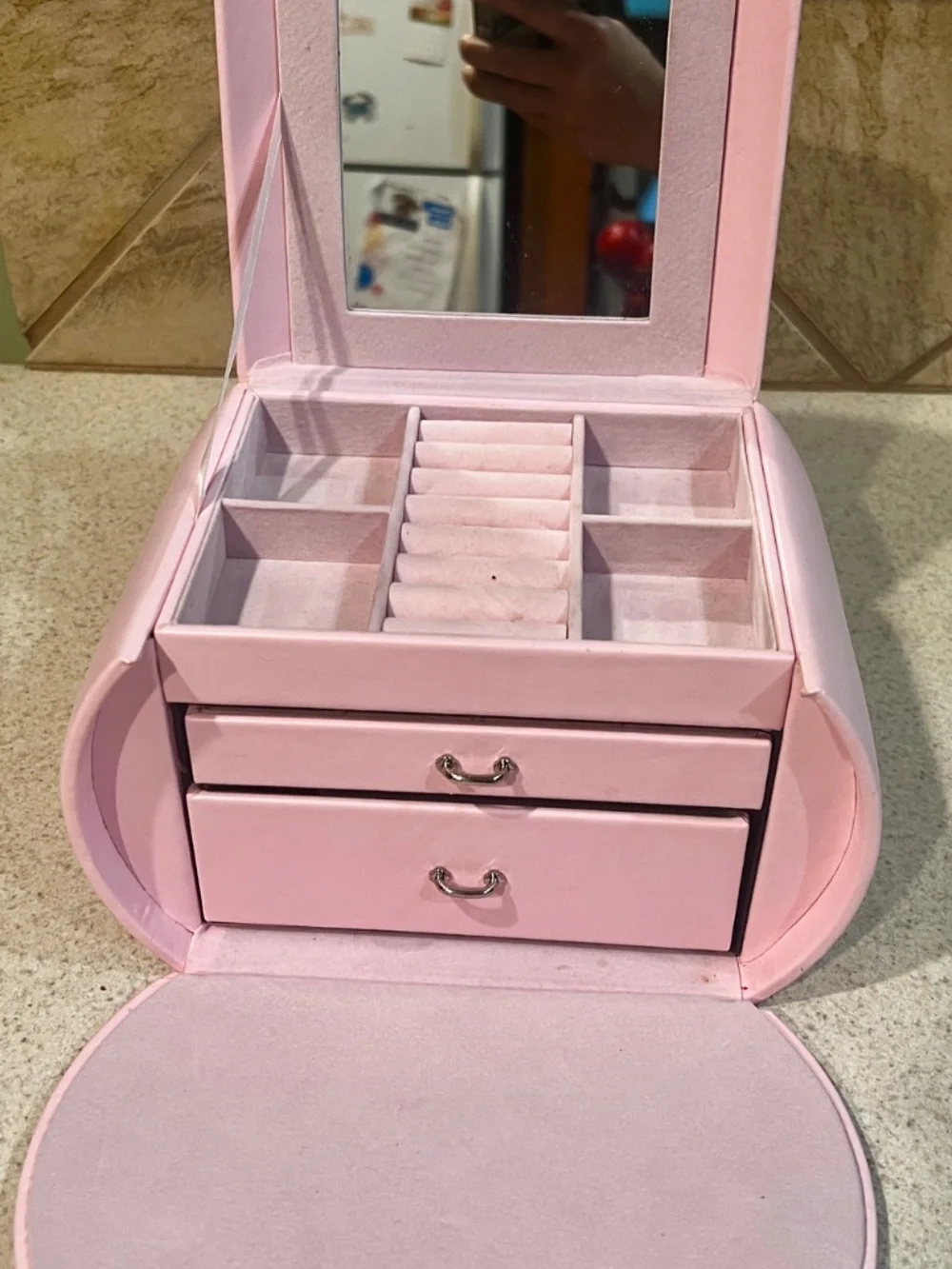 Homde Pink Travel Jewelry Box with Mirror
